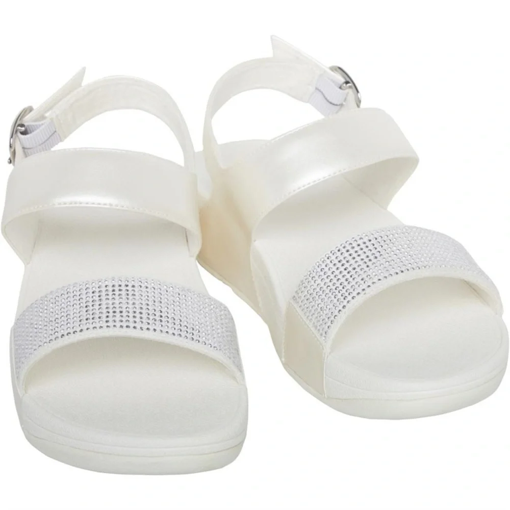 FitFlop Lulu Crystal Embellished Back-Strap Sandals in Crème Size 10 - Picture 9 of 11